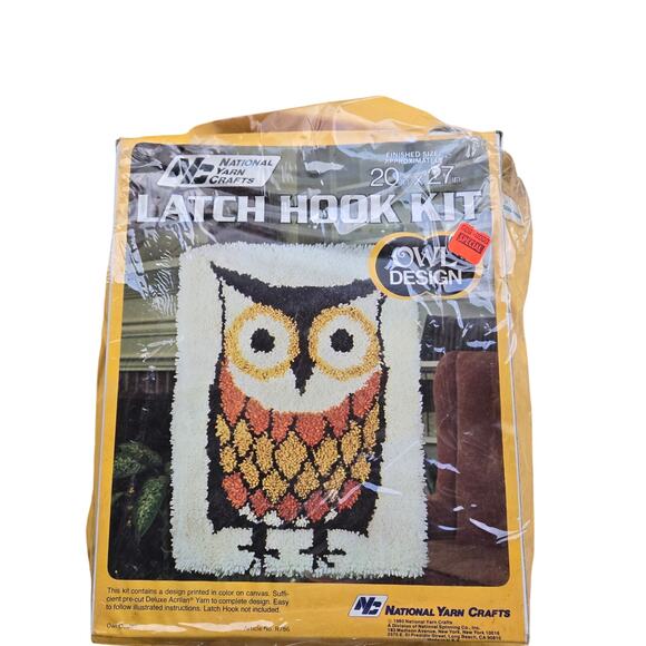 1980 National Yarn Crafts Owl Design Latch Hook Kit - Picture 1 of 8